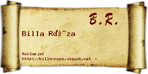 Billa Róza névjegykártya